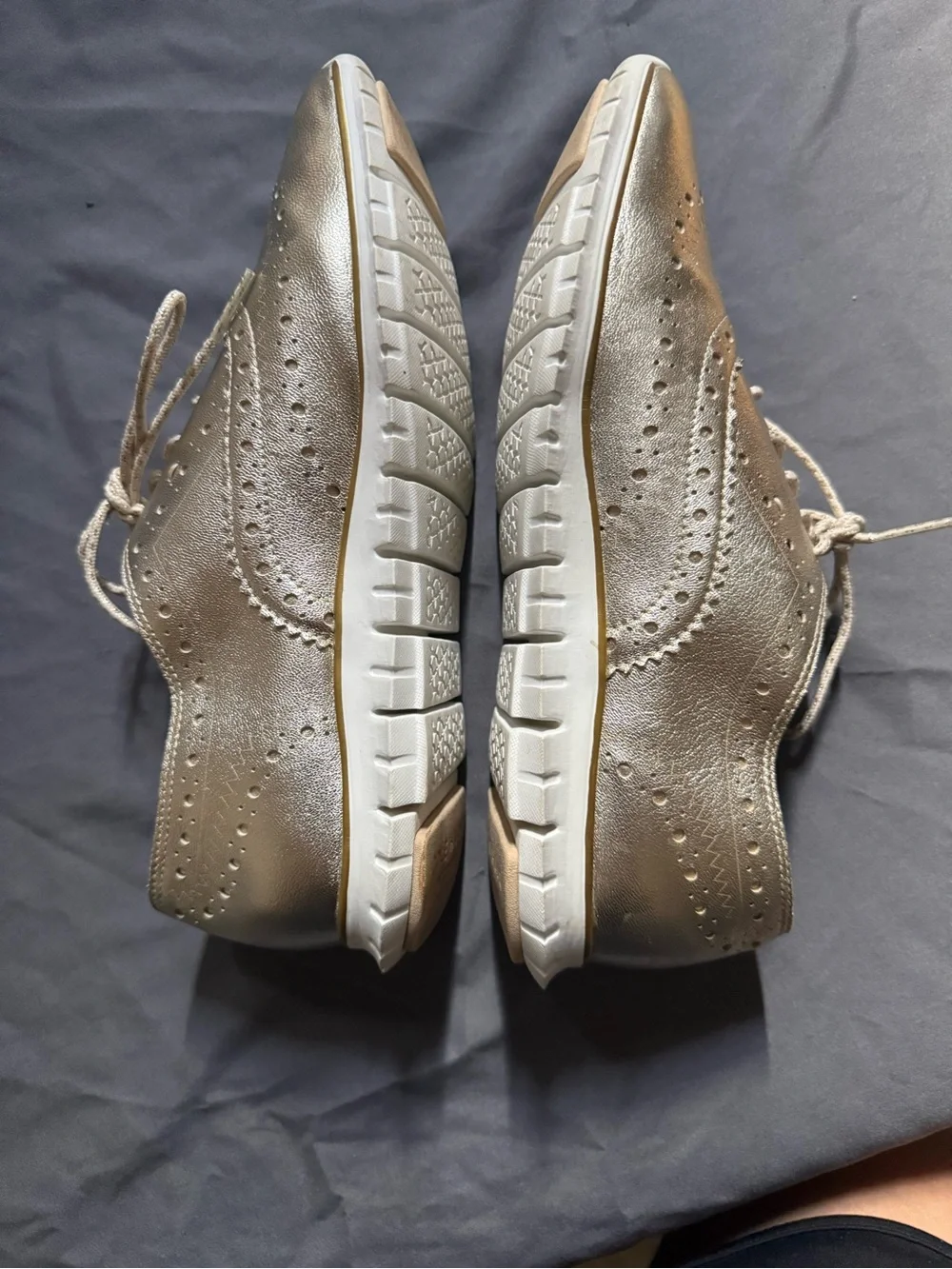 LINI Metallic Gold Wingtip Derby Sneakers